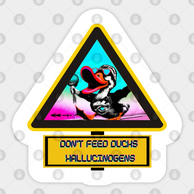 Don't Feed the Demonic Duck Hallucinogens - Dark Psychedelic T-Shirt Sticker by Trippy Critters